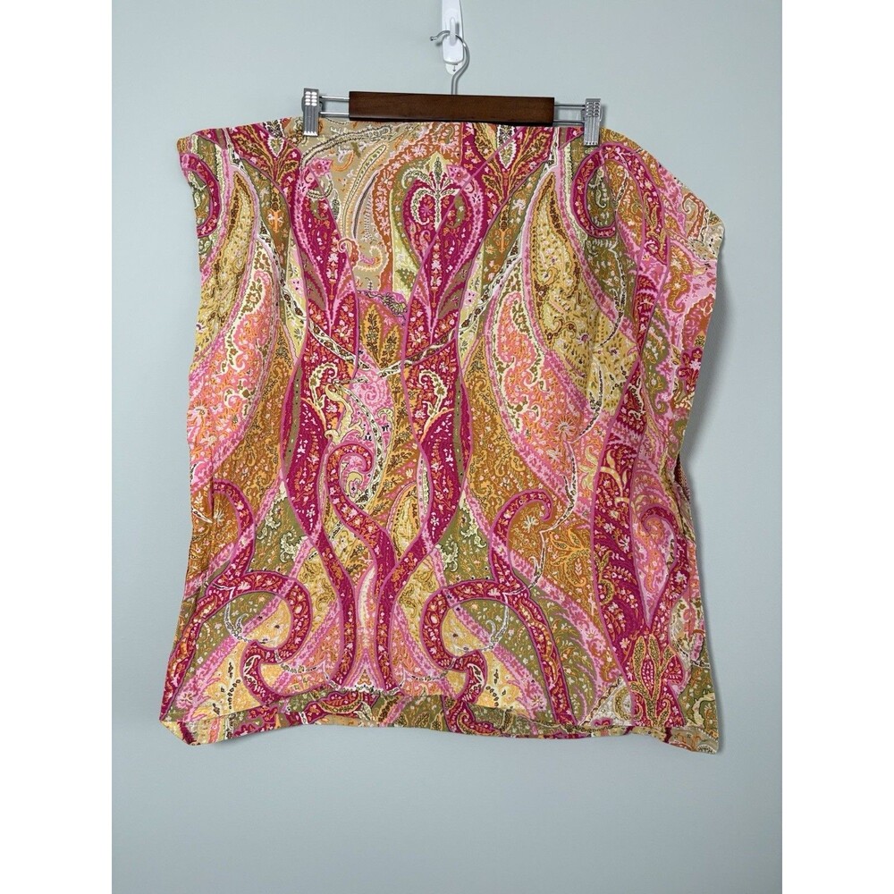 ECHO Pink Paisley Euro Pillow Sham Reversable Striped Colorful Cotton 27"x28"